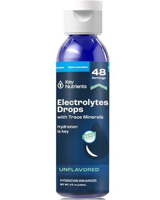 KEY NUTRIENTS Trace Minerals Liquid Electrolytes Rapid Hydration Muscle Recovery 4oz - 72 Trace Minerals, Unflavored Electrolyte Drops for Drinking Water, Sodium Post Workout Recovery, 48 Servings
