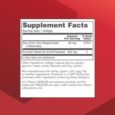 Protocol Zinc Glycinate 30mg - with Albion Traacs Zinc - Zinc Glycinate Supplement - Immune System Support - Keto Friendly Dairy Free - 120 Softgels