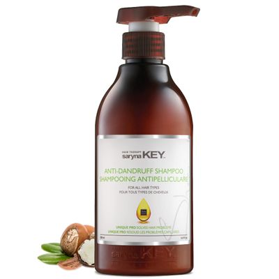 Saryna Key Anti Dandruff Shampoo - All Hair Types - Itchy and Dry Scalp Treatment with Natural Shea - Fights Dandruff with Shea Butter, Vitamins, Amino Acids, Extracts with Menthol (500ml16.9)