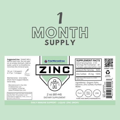 FWS Zinc Supplements - Liquid Zinc Drops for Men, Women, Kids - Organic, Non-GMO, Vegan - Supports Immune Health, Skin, and Overall Wellness - 2 oz