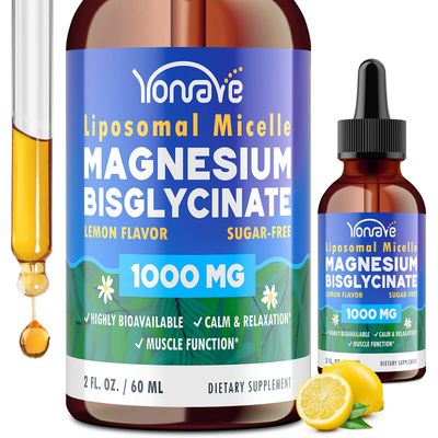 Magnesium Glycinate Supplement, Liposomal Magnesium Bisglycinate Drops 1000mg - High Absorption Magnesium Liquid Drops - Sleep, Calm, Bone Muscle - Gluten-Free, 2 Fl Oz