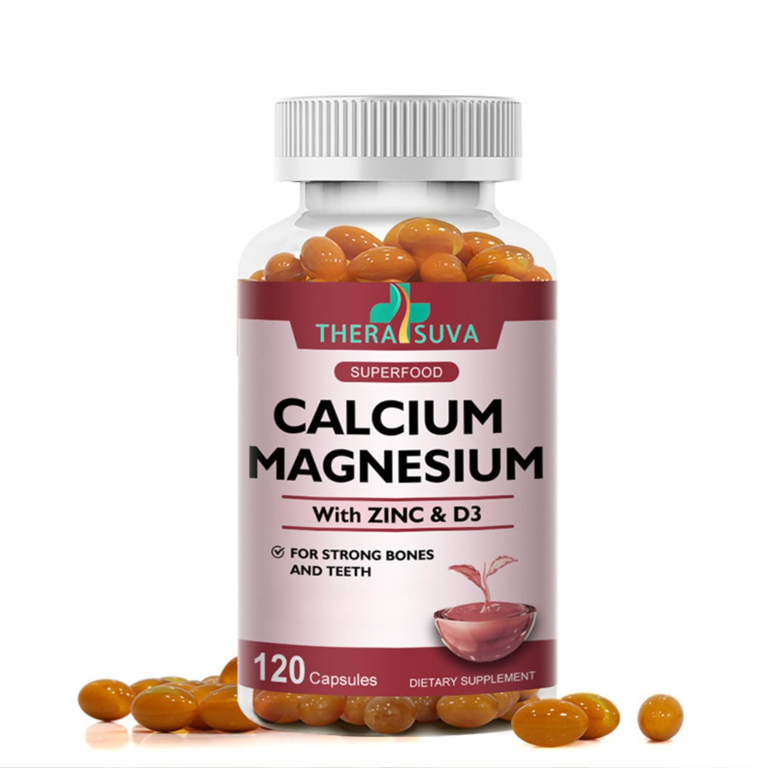 4 in 1 Calcium 1000mg Magnesium 400mg D3 Zinc, Extra Strength, Complex Supplement for Bone and Immune Health. 120 SoftGels, 60 Day Supply