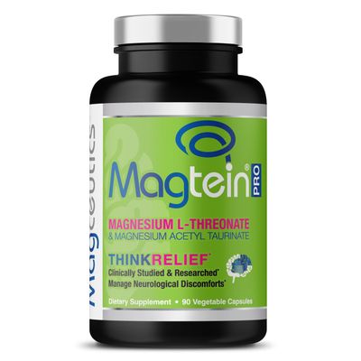 Magceutics MagteinPRO - Magnesium L-Threonate Mag Acetyl Taurinate Supplement, Memory, Sleep Brain Health Formula for Men Women, Cognitive Support for Adults, Clinically Studied- 90 Veg Capsules