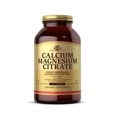 Solgar Calcium Magnesium Citrate, 250 Tablets - Supports Healthy Bones Teeth - Musculoskeletal Nervous System Support - Highly Absorbable - Non-GMO, Vegan, Gluten-Free, Dairy Free - 50 Servings