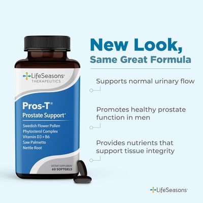 LifeSeasons Prostate Support Supplement - Saw Palmetto, Phytosterol, Zinc, Nettle, Vitamin D-3 B6 - Promote Healthy Prostate Function Normal Urinary Flow - Improve Tissue - 60 Softgels (Pack of 2)