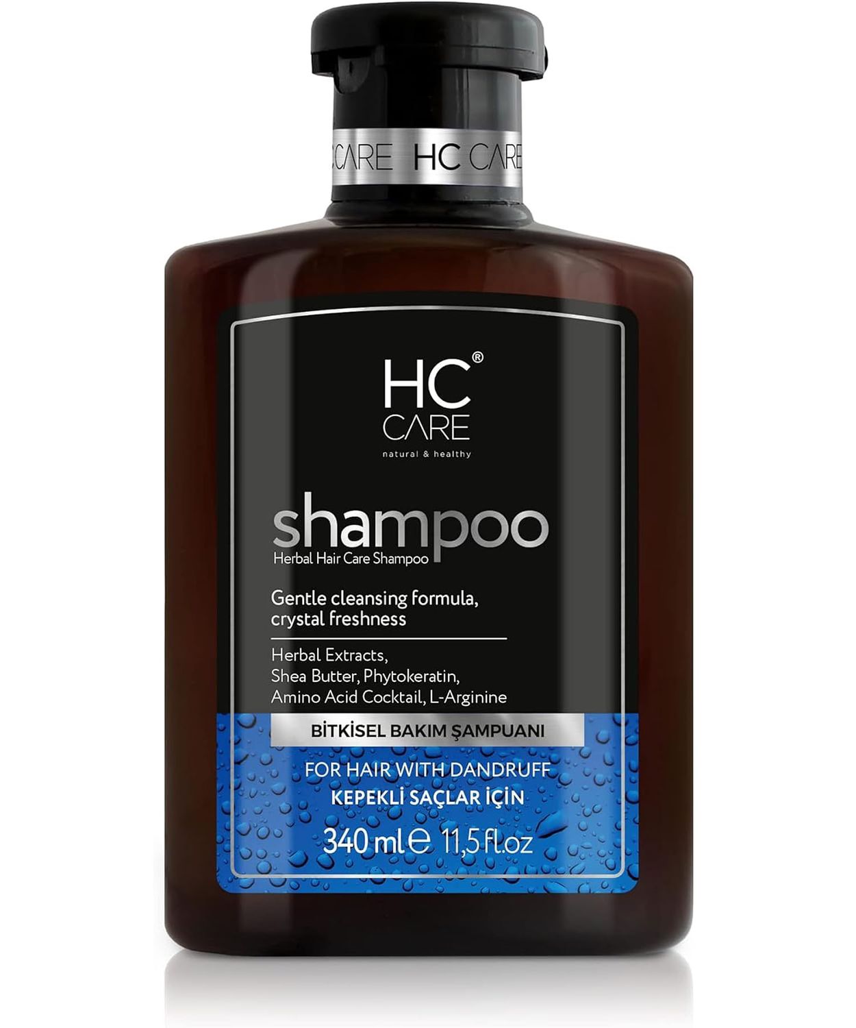HC Care Herbal Shampoo for Dandruff Hair 11.5 fl oz - Hair Strengthening Anti Frizz Daily Shampoo - Hydrating Hair Care for Dandruff Damaged Hair and Growth, Color Treated Hair
