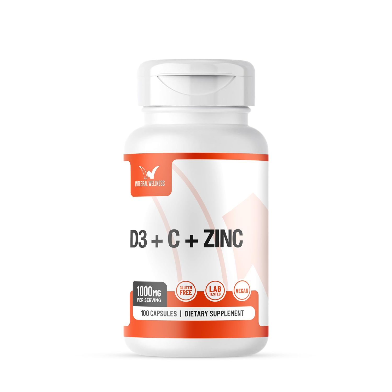 Integral Wellness - Vitamin Complex wVitamin D3, C, K2 and Zinc (100 Capsules) - Filler Free, 3rd Party Tested, Clinically Dosed, Bioavailable Forms