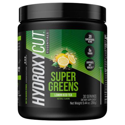 Hydroxycut Essentials Super Greens 39 Superfoods Blend, Fruits, Veggies Grains, Vitamin C Zinc for Immune Support, Probiotics Prebiotics, and Gut Health Support. 30 Servings (Lemon Iced Tea)