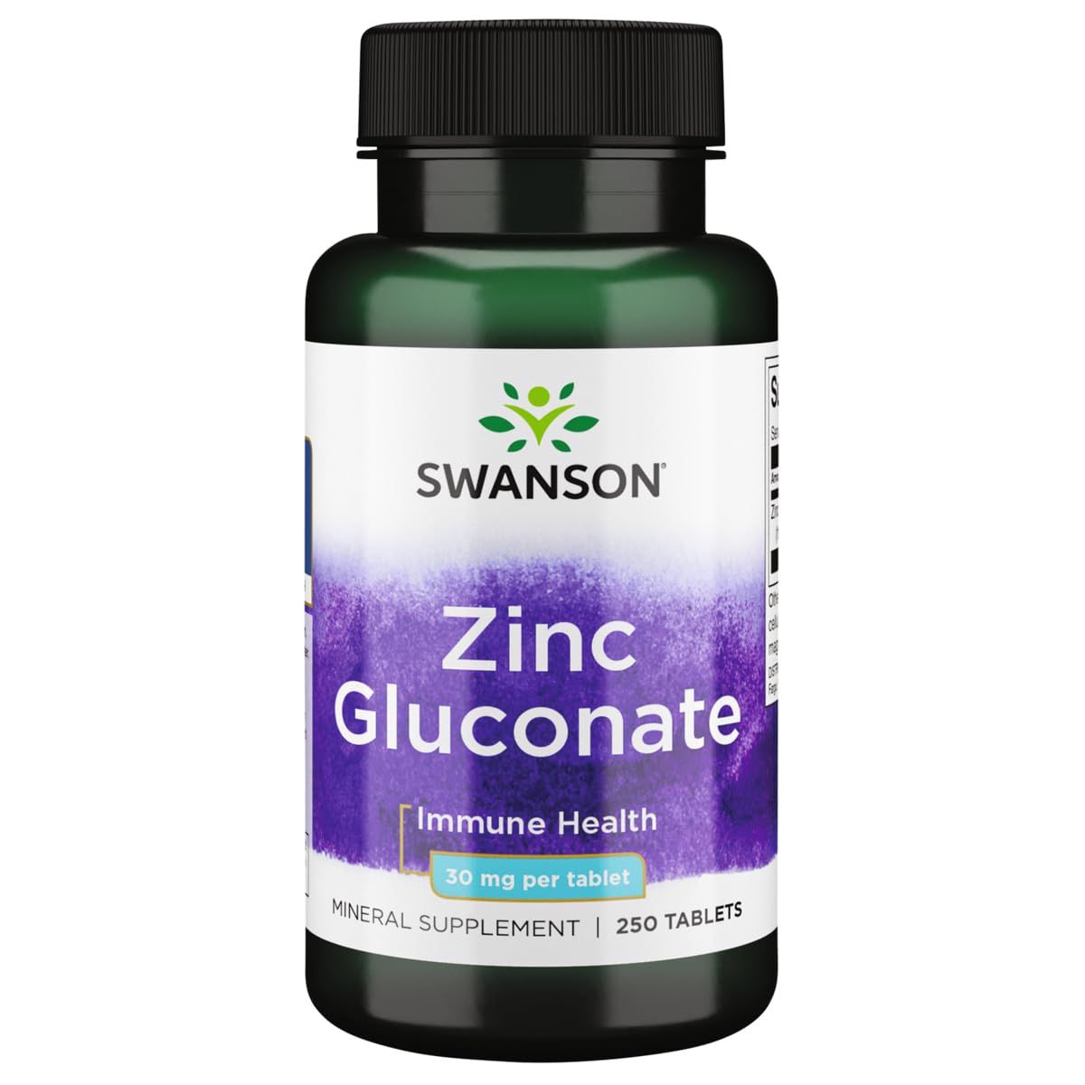Swanson Zinc Gluconate - Mineral Supplement Promoting Prostate Health, Vision Health, Immune Support -Gluconate Form for Optimal Absorption - (250 Tablets, 30mg Each)