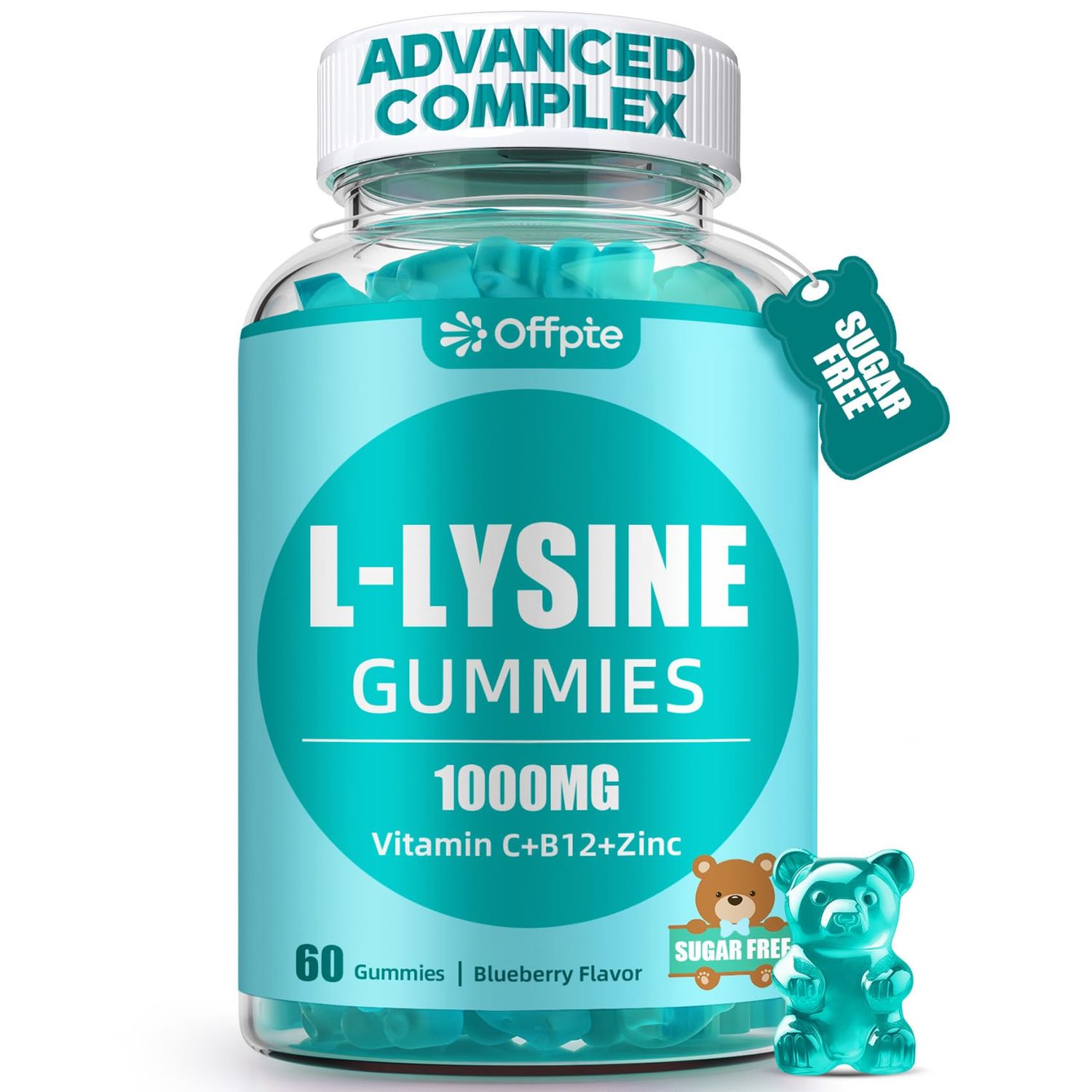 L- Lysine Gummies 1000mg, Sugar Free for Kids and Adults, Chewable L Lysine Supplements with Vitamin C,B12 Zinc for Lips,Oral Skin Health, Immune, Collagen Support, Vegan, Gluten Free,Mixedberry