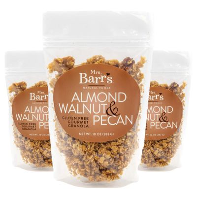 Mrs. Barr s Natural Foods Granola Almond, Walnut Pecan Certified Organic Gluten Free Oats Soft Texture Small Batch Gourmet Quality Real Ingredients 10 Ounces (3 Pack)