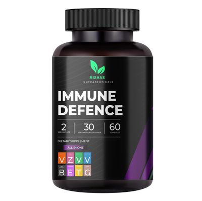Mishas Nutraceuticals 8-in-1 Immune Support Supplement with Echinacea, Vitamin C, Zinc 50mg, Vitamin D 5000 IU, Turmeric Curcumin, Ginger, B6, and Elderberry - 60 Capsules