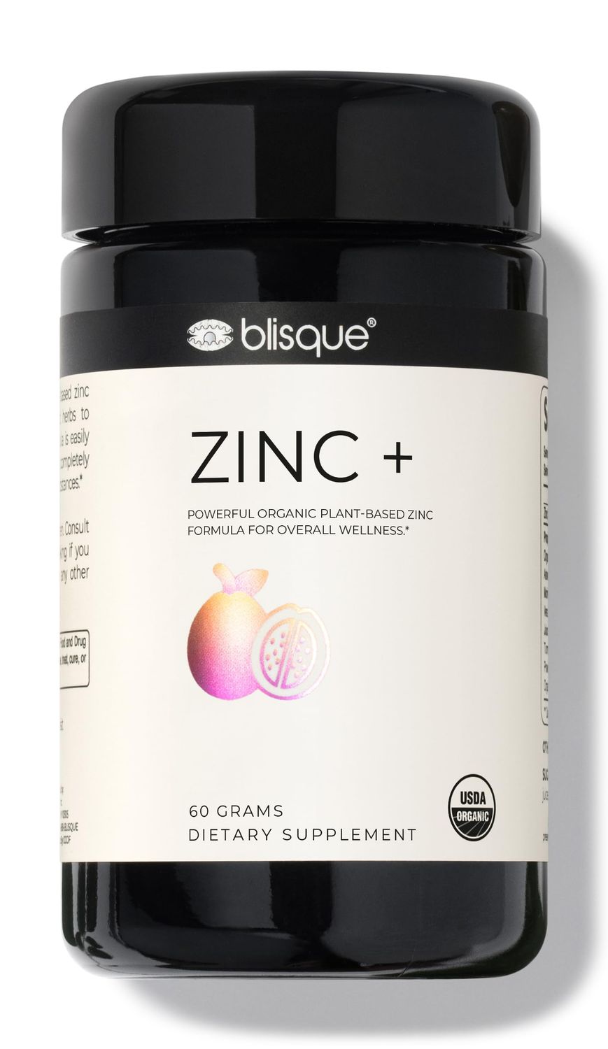 Blisque - Organic Zinc Supplement Sourced from Guava Leaf for Immune Support, Defense and Boost with Ashwagandha, Aloe Vera, Ginger, and Turmeric Vegan Powder 60 Grams