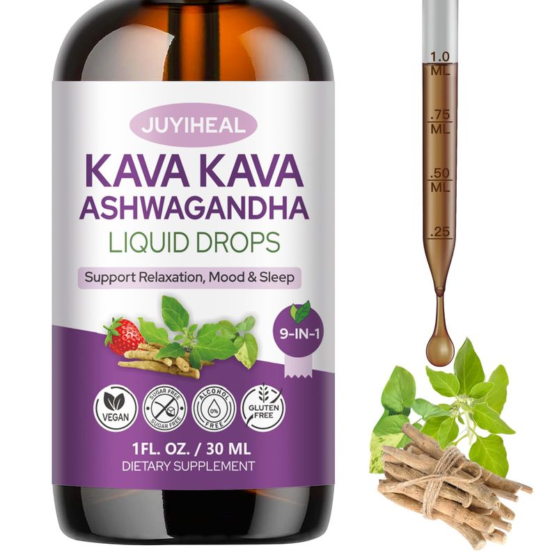 JUYIHEAL 3 Pack Kava Kava Root Extract Supplement, High Concentration Kava with Ashwagandha, Lemon Balm, Valerian Root, Magnesium for Relaxation, Cognitive Support and Immune System, 1 Fl Oz
