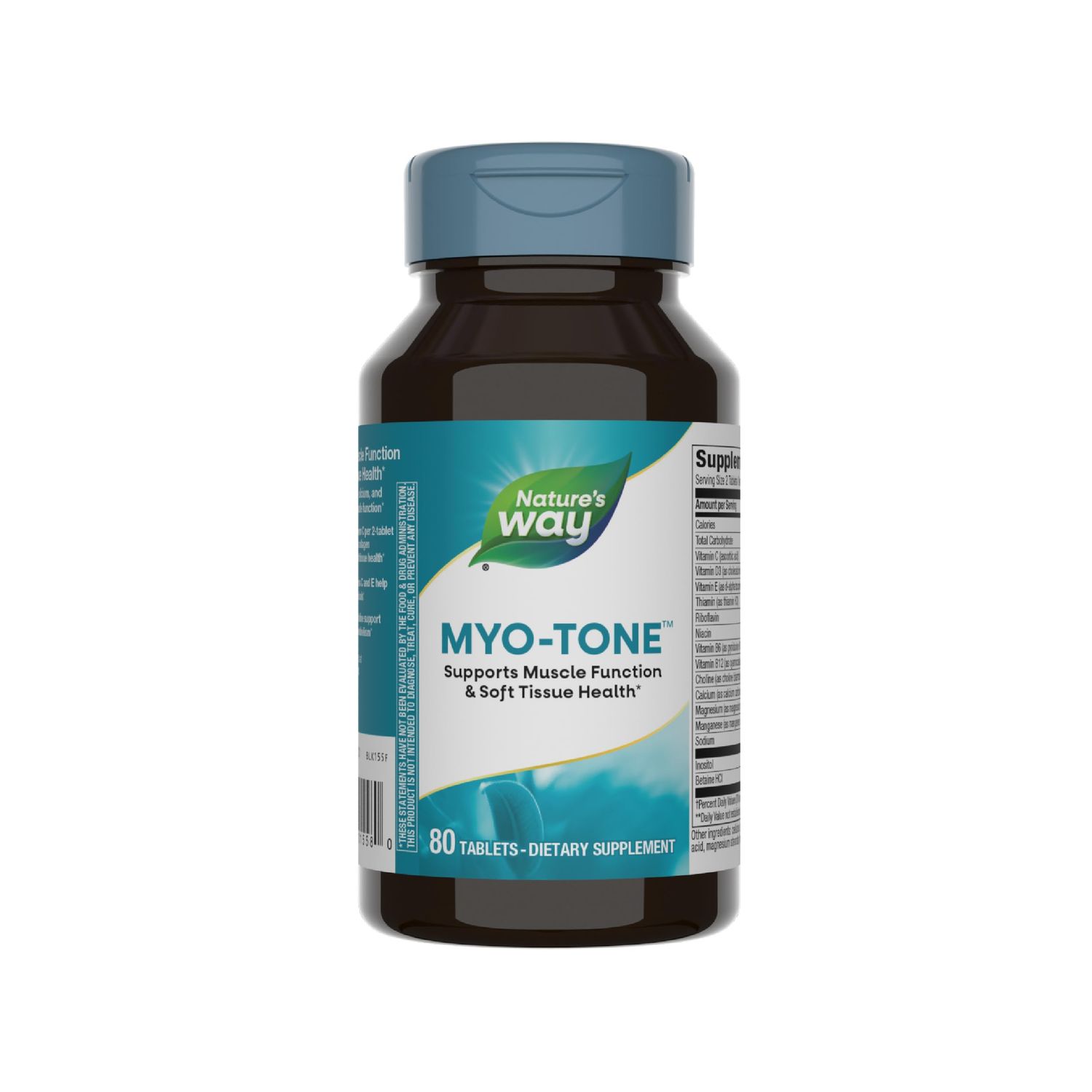 Nature&#39;s Way Myo-Tone, Supports Muscle Function Soft Tissue Health, With Magnesium, Calcium, Vitamin D3, Gluten-Free Vegetarian, 80 Tablets (Packaging May Vary)