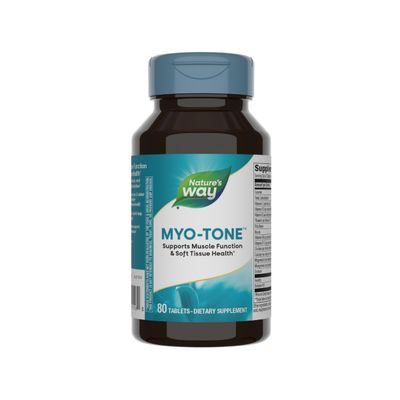 Nature&#39;s Way Myo-Tone, Supports Muscle Function Soft Tissue Health, With Magnesium, Calcium, Vitamin D3, Gluten-Free Vegetarian, 80 Tablets (Packaging May Vary)