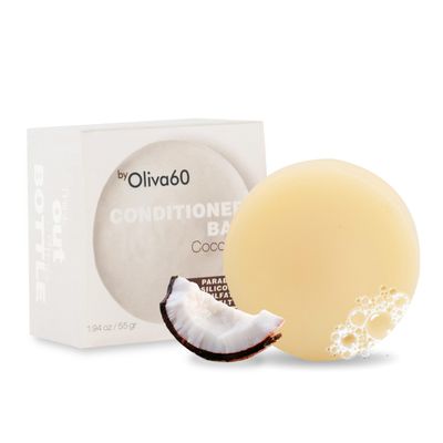 Coconut Cream Conditioner Bar - Curly Hair Extra Moisturizing Hair Care- Frizz Control Olive, Argan, Macadamia Oil, Shea Butter Sulfate Paraben Free Vegan 1.94 oz OLIVA 60