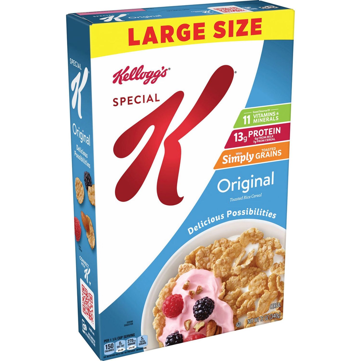 Kellogg&#39;s Special K Breakfast Cereal, Family Breakfast, Fiber Cereal, Large Size, Original, 12oz Box (1 Box)