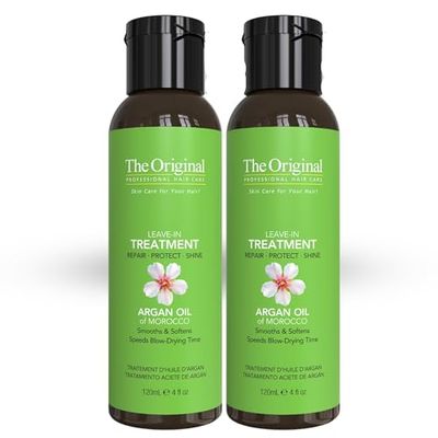 DermOrganic Leave In Hair Treatment with Organic Argan Oil - Seals, Protects, Restores Shine to Dry Damaged Hair - 4 oz (2 Count)