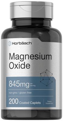Horb ach Magnesium Oxide 845 mg 200 Coated Caplets Vegetarian, Non-GMO, and Gluten Free Supplement