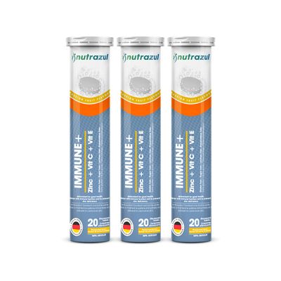 nutrazul Immune Effervescent Tablets Vitamin C and Zinc with Vitamin E 60 Tablets Immune Support for Adults Kids Ideal for Flu Season Protection Passion Fruit Flavor