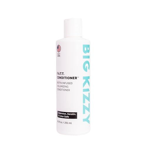 Big Kizzy F.A.T.T. Thickening Volumizing Biotin Conditioner for Extensions, Hair Color Keratin Treatments - Paraben Sulfate Free - 8.5oz