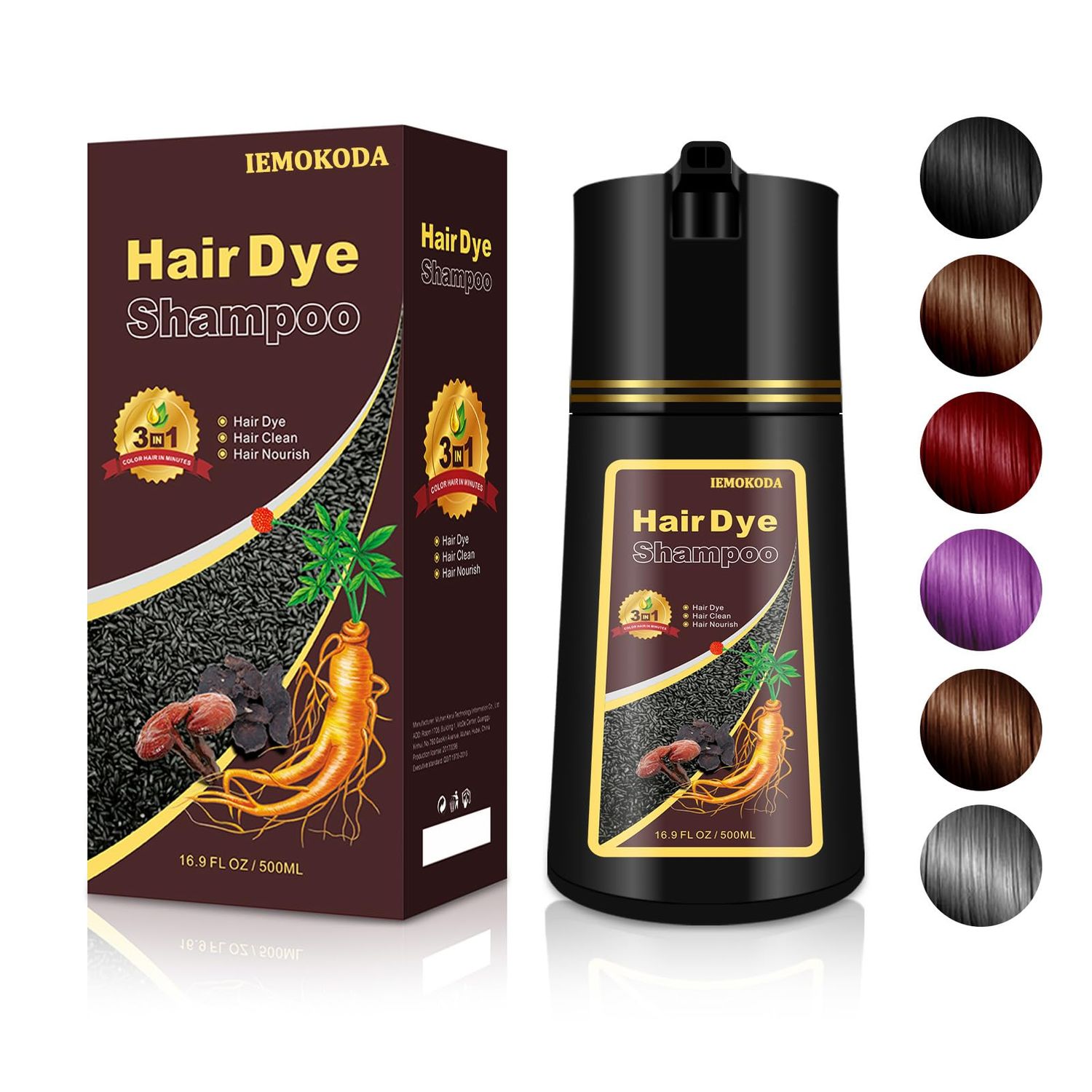 Silver Gray Hair Dye Shampoo 3 in 1, Instant Natural Hair Color Shampoo Para Canas Mujer, Semi-Permanent Shampoo Hair Dye, Gifts for Men Women 16.9 Floz