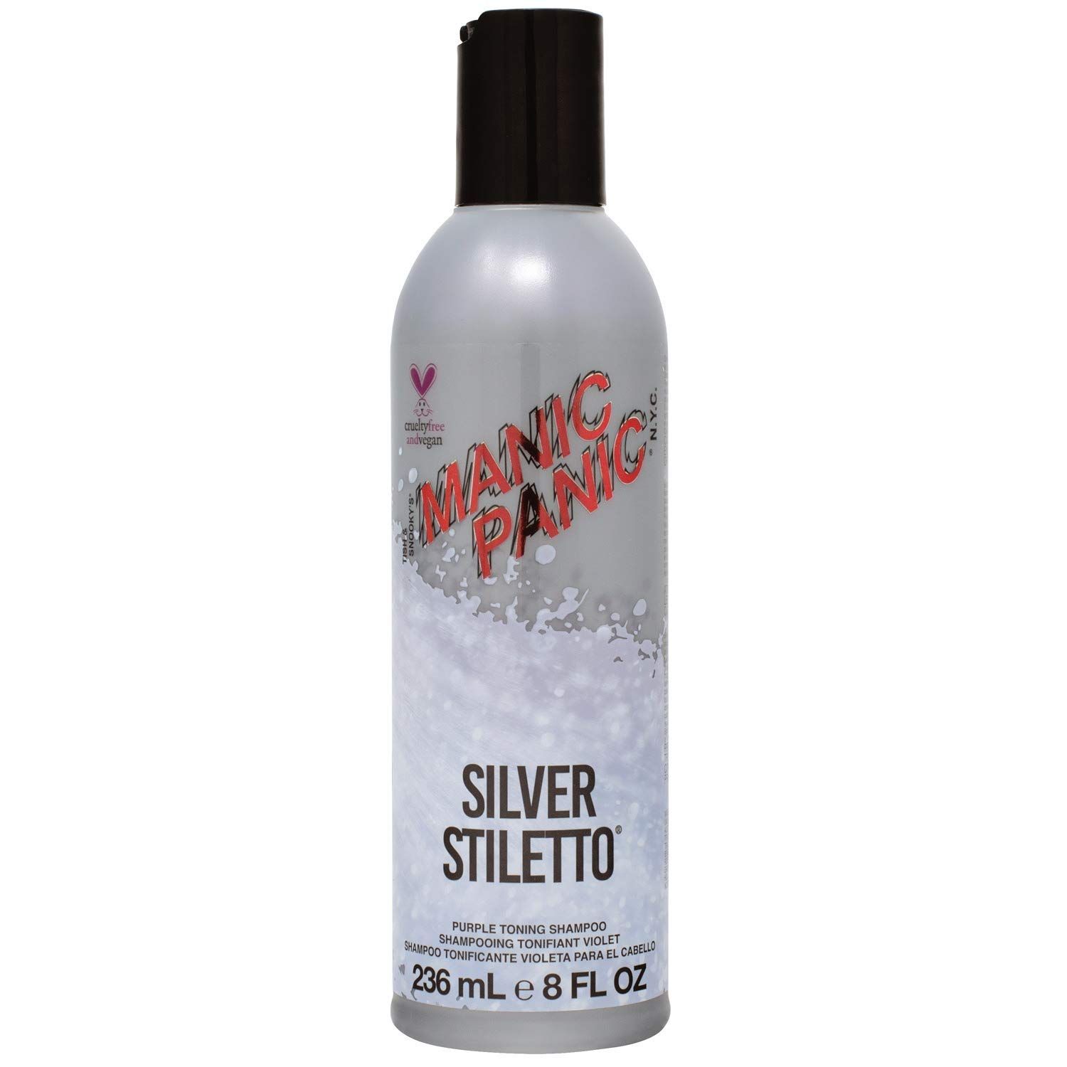 MANIC PANIC Silver Stiletto Sulfate Free Purple Shampoo for Women Men - Silver Shampoo for Grey, Purple, Blue Blonde Hair - Neutralizes Brass Yellow Tones - Vegan Cruelty-Free (8oz)