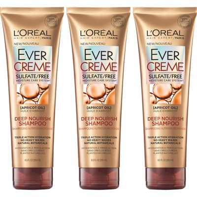 L Or al Paris Hair Care Evercreme Sulfate Free Deep Nourish Shampoo, 3 Count