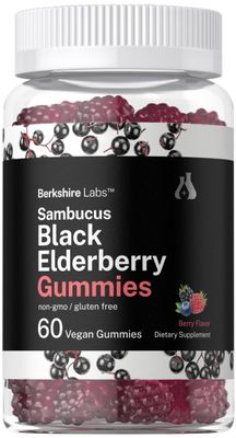 Horbaach Sambucus Black Elderberry Gummies 60 Count with Zinc and Vitamin C Vegan, Non-GMO, Gluten Free Extract for Adults Berry Flavor by Berkshire Labs