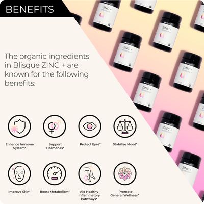 Blisque - Organic Zinc Supplement Sourced from Guava Leaf for Immune Support, Defense and Boost with Ashwagandha, Aloe Vera, Ginger, and Turmeric Vegan Powder 60 Grams