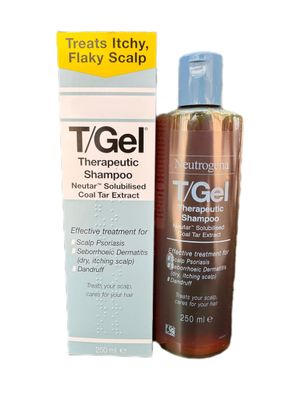 2 Units X 250ML TGel Tgel Coal Tar Therapeutic Shampoo For Flaky, Itchy Scalp Anti-Dandruff Shampoo for the treatment of Scalp Psoriasis, Derma Dandruff