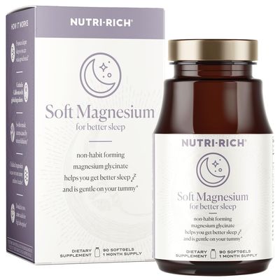 Nutri-Rich Magnesium Glycinate Chelate for Better Sleep 400mg Softgel wMCT Oil High Potency Easy Absorption 90 Count