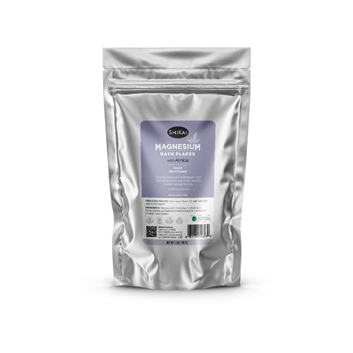 ShiKai Magnesium Bath Flakes with Arnica (32 oz) Bath Salt Soak for Muscle Relief Fragrance Free