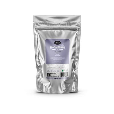 ShiKai Magnesium Bath Flakes with Arnica (32 oz) Bath Salt Soak for Muscle Relief Fragrance Free