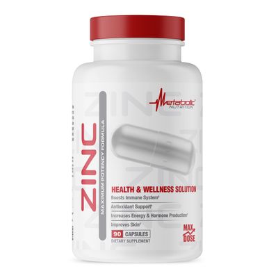 Zinc Supplement by Metabolic Nutrition, 75mg, 90 Zinc Capsules, Supports Immune System Function wZinc Oxide