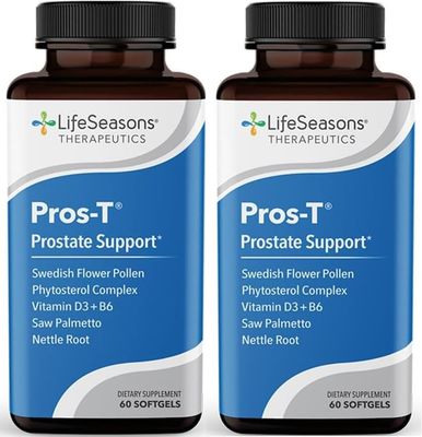 LifeSeasons Prostate Support Supplement - Saw Palmetto, Phytosterol, Zinc, Nettle, Vitamin D-3 B6 - Promote Healthy Prostate Function Normal Urinary Flow - Improve Tissue - 60 Softgels (Pack of 2)
