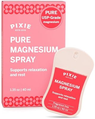 Pixie Pure Magnesium Oil Spray for Feet Body - USP Grade Magnesium Chloride - Fast-Absorbing, Non-Toxic Topical Spray - Spa-Quality Muscle Support Refreshment - Compact Travel Size - 1.35oz