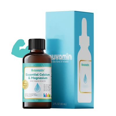 Nuvamin - Liquid Calcium Magnesium Drops for Baby, Toddlers, Kids, Adults, 2Fl.Oz (60ml), 30 Daily Servings. Great Taste - All Natural - Vegan - Superior Absorption