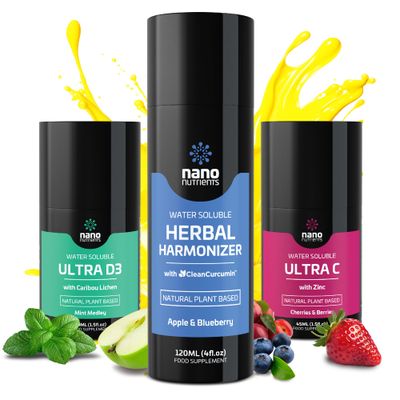 The Stack Pack - Multi Botanical Antioxidants Supplement Stack - CleanCurcumin(TM) - Holistic Wellness Defender - Plant Based Vitamin C with Zinc, Vitamin D Supplement (4 fl.oz, Apple and Blueberry)