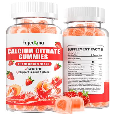 Calcium Citrate Gummies for Women Men: 1200 Calcium Magnesium Zinc with Vitamin D3 B6 Supplement for Adult - Vegan High Absorption Chewable Gummy Sugar Free(120Count)