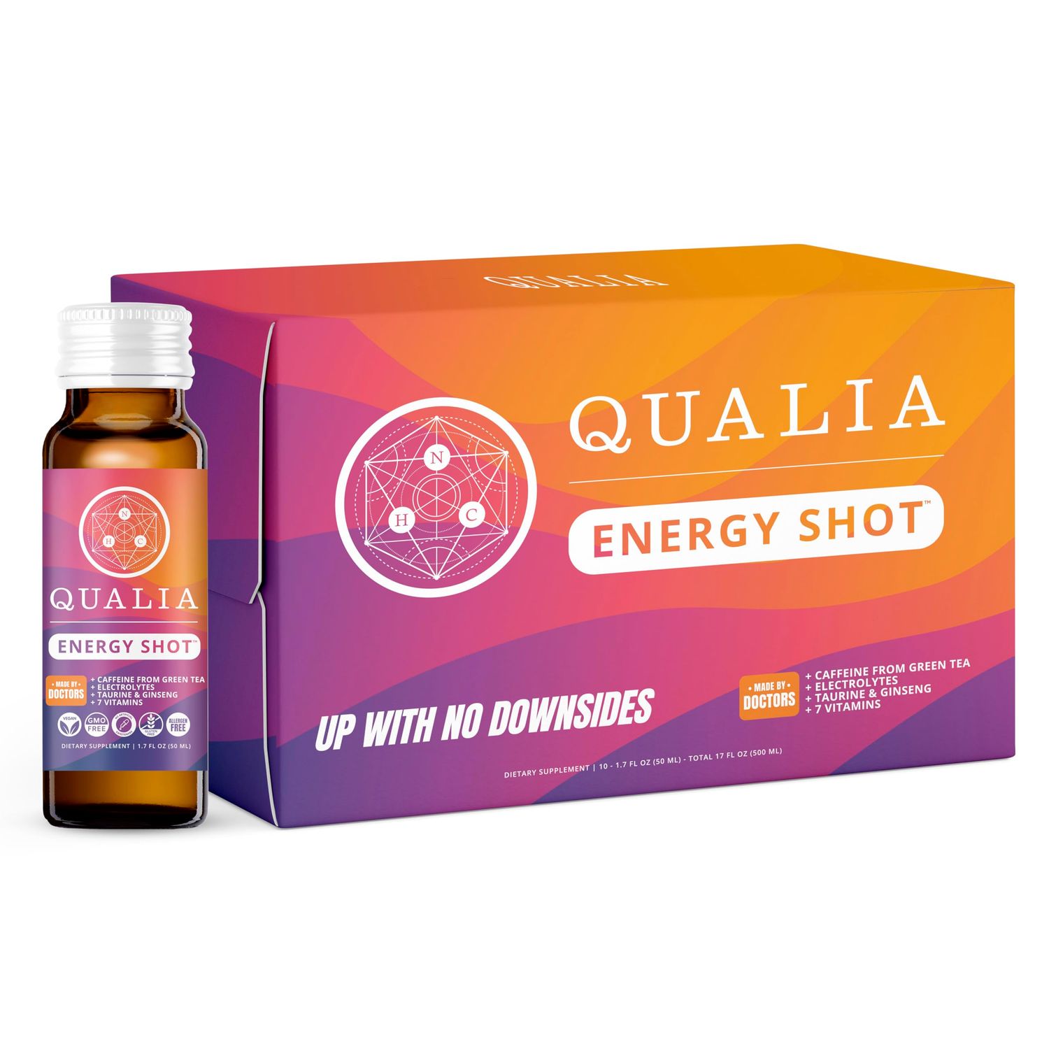 Qualia Energy Shot: Naturopathic Doctor-Formulated wGinseng, Lutein, Taurine, B. Vitamin Complex, Magnesium Combats Brain Fog, Enhances Focus, Productivity Zero Artificial Ingredients 10 Shots