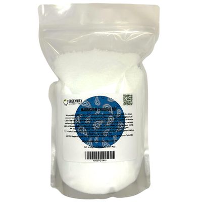 Greenway Biotech Organic Magnesium Chloride USP Supplement 100 Edible Cloruro de Magnesio Comestible Powder (Pharmaceutical Grade) Pure Ph. EUR., BP, USP 2 Pounds