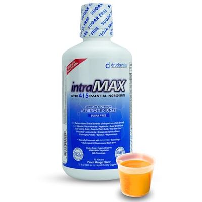DRUCKER Labs - IntraMAX 2.0 Organic Liquid Trace Minerals, Liquid Multivitamin for Men and Women, Non GMO, Dairy Free, Gluten Free, Magnesium, Zinc, Vitamin D, C, E, Sugar Free (32 oz., Unsweetened)