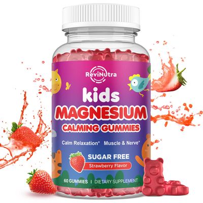 Magnesium Gummies for Kids - Magnesium Glycinate, L-Threonate Gummies with L-Theanine, Chamomile, Licorice, Vitamin B6, D for Kids Adults Sleep, Stress, Muscle Relief Nerve Bone - Sugar Free 60ct