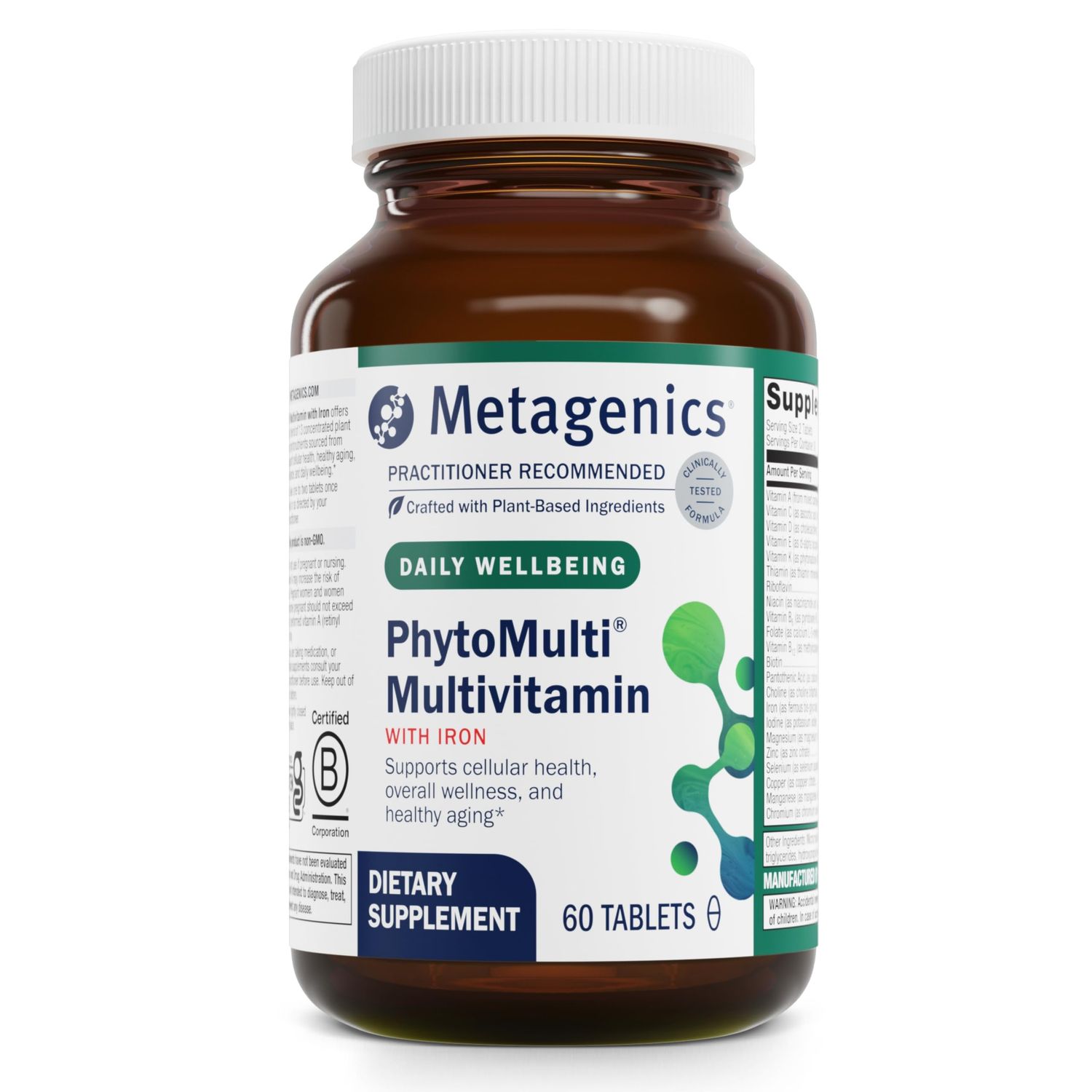 Metagenics PhytoMulti Multivitamin with Iron - Daily Multivitamins with Phytonutrients - Multivitamin for Men Women - PhytoMulti Vitamin Supplement - with Iron, Zinc B6 Vitamins - 60 Tablets