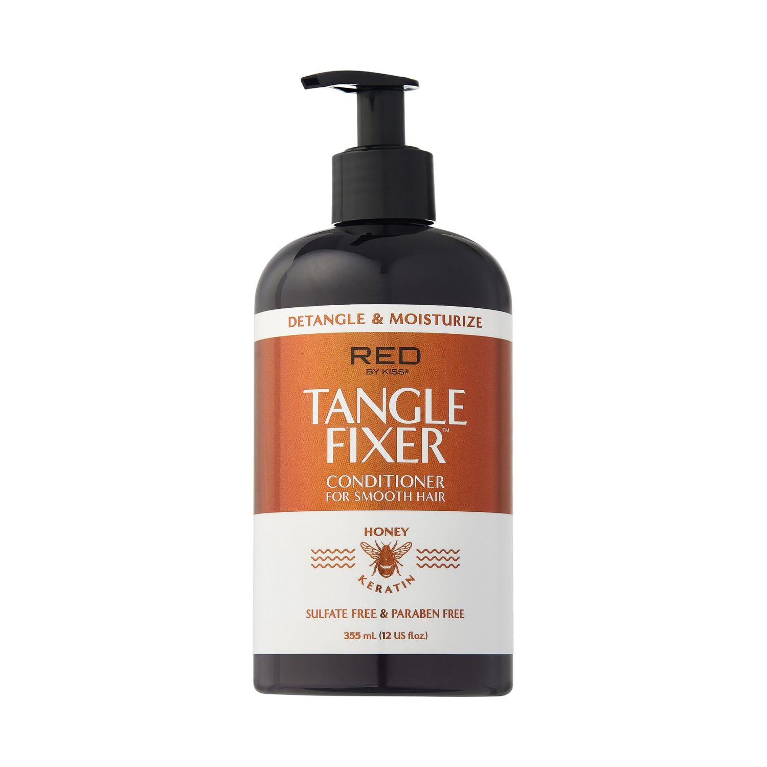 Red by Kiss Tangle Fixer with Honey Keratin, Sulfate-Free Detangling Conditioner for Shine Frizz Protection, Mango Peach Scent