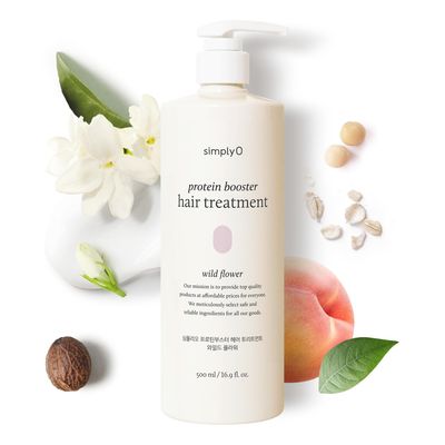 simplyO Protein Booster Hair Treatment Conditioner for Frizzy and Damaged Hair Cruelty Free, Vegan, 16.9 fl oz. (Wild Flower)