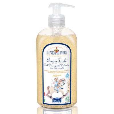 Helan Linea Bimbi Bio - Baby Shampoo Body Wash, Baby Wash Gel with Marigold Chamomile Flower Extracts, Kids Shampoo Gentle Cleanser with Sweet Almond Protein for Baby Bath Made in Italy 500fl oz