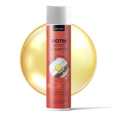 ARLENA Biotin Shampoo - Hair Growth Thickening Shampoo with Keratin Vitamin B Complex - For Thinning Hair - Sulfate-Free - 12 fl oz